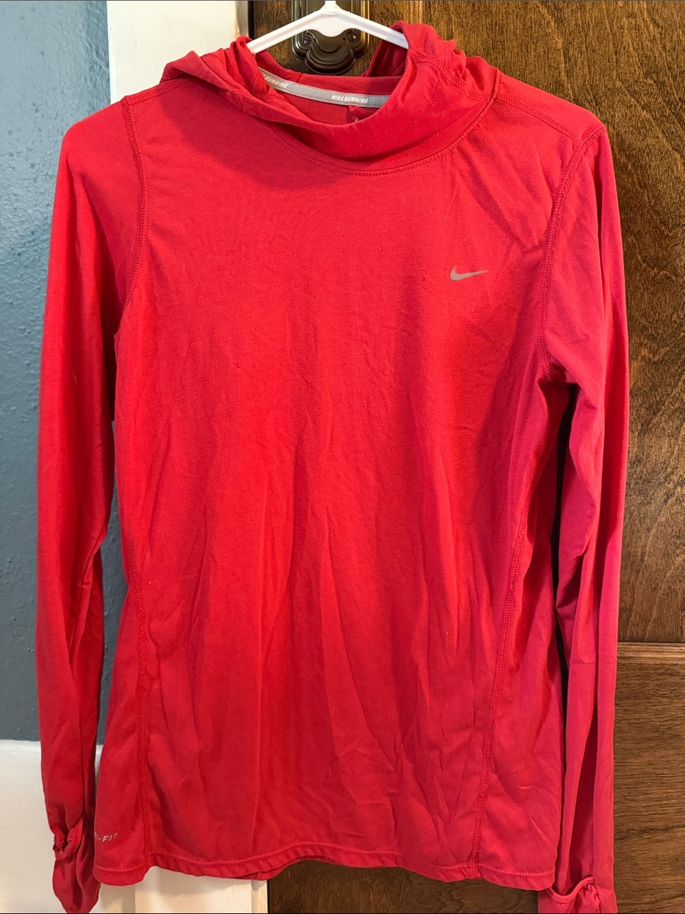 Nike Women's Red Long Sleeve Hooded Performance Top